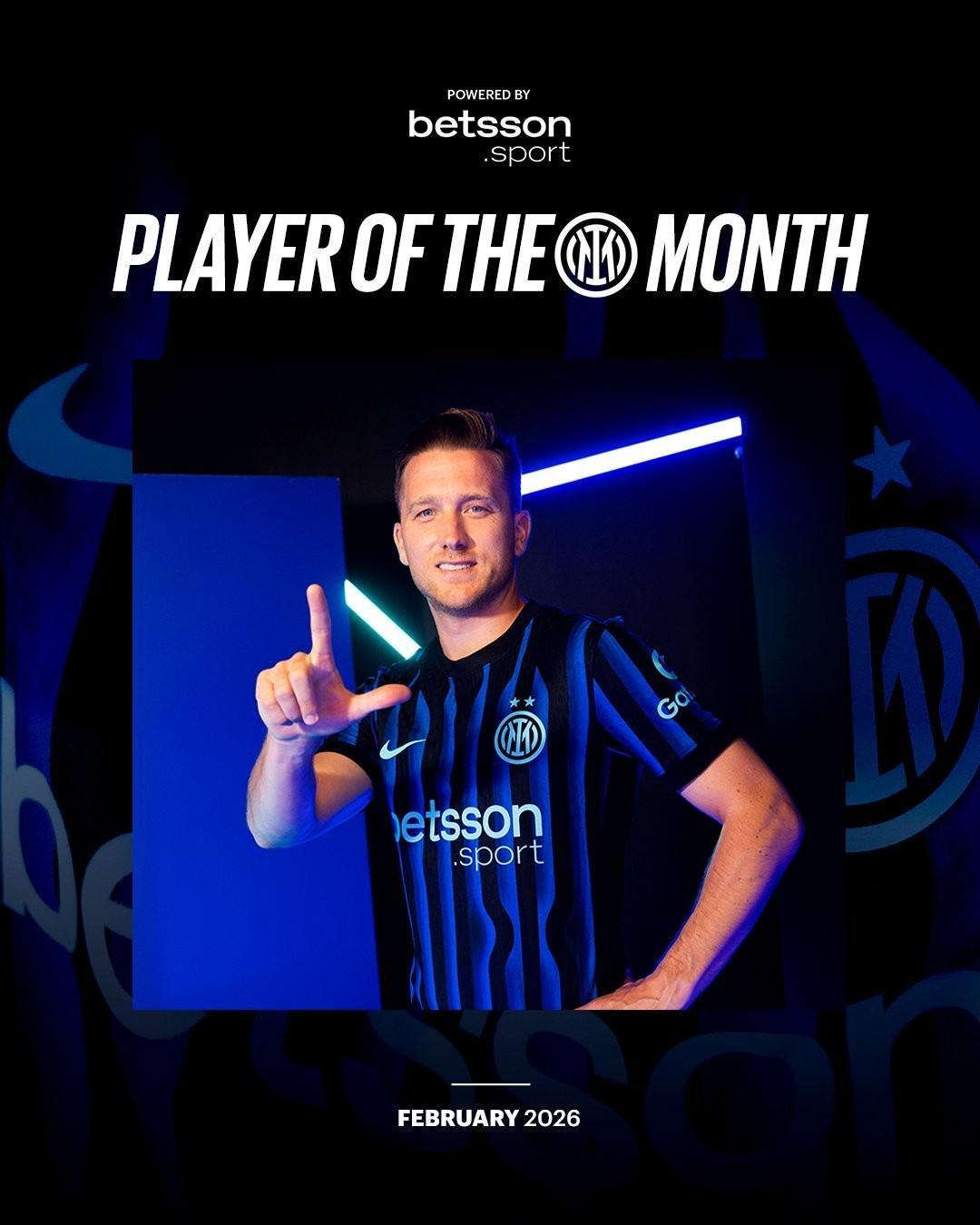 欧博官网-官方：泽林斯基当选国米2月最佳球员